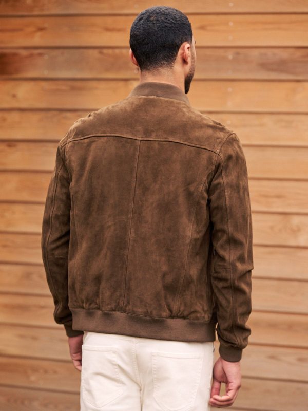 FOSSE3532 Brown Suede Bomber Jacket - Image 3