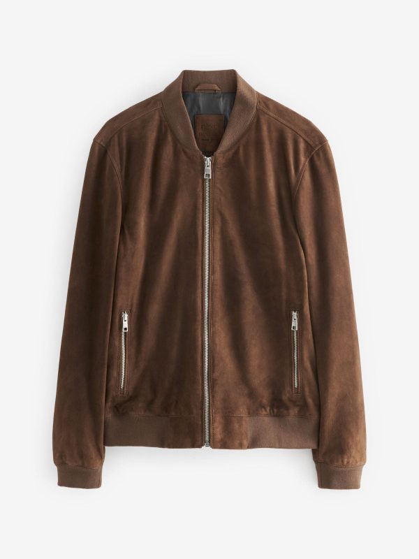 FOSSE3532 Brown Suede Bomber Jacket - Image 7