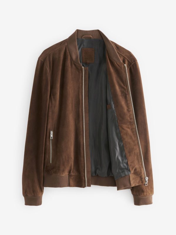 FOSSE3532 Brown Suede Bomber Jacket - Image 8