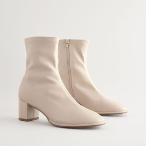 FOSSE3584 Cream Standard/Wide Ankle Sock Boots