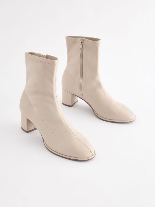 FOSSE3584 Cream Standard/Wide Ankle Sock Boots - Image 2