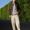 FOSSE3530 Dark Faux Suede Bomber Jacket - Image 2