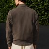 FOSSE3530 Dark Faux Suede Bomber Jacket - Image 3