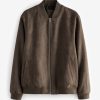 FOSSE3530 Dark Faux Suede Bomber Jacket - Image 6