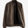 FOSSE3530 Dark Faux Suede Bomber Jacket - Image 7