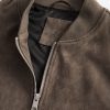 FOSSE3530 Dark Faux Suede Bomber Jacket - Image 8