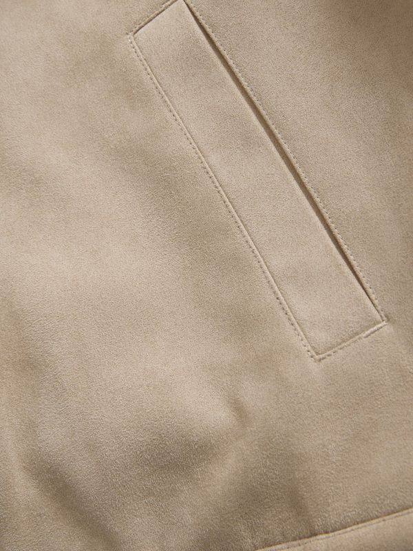 FOSSE3534 Faux Suede Borg Collared Trucker Jacket - Image 10