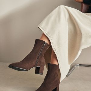 FOSSE3590 Chocolate Brown Standard/Wide Ankle Sock Boots