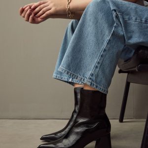 FOSSE3588 Black Block Heeled Ankle Boots