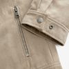 FOSSE3536 Neutral Faux Suede Zip Through Collared Shacket - Image 12