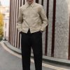 FOSSE3536 Neutral Faux Suede Zip Through Collared Shacket - Image 2
