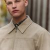 FOSSE3536 Neutral Faux Suede Zip Through Collared Shacket - Image 4
