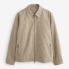 FOSSE3536 Neutral Faux Suede Zip Through Collared Shacket - Image 7