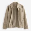 FOSSE3536 Neutral Faux Suede Zip Through Collared Shacket - Image 8