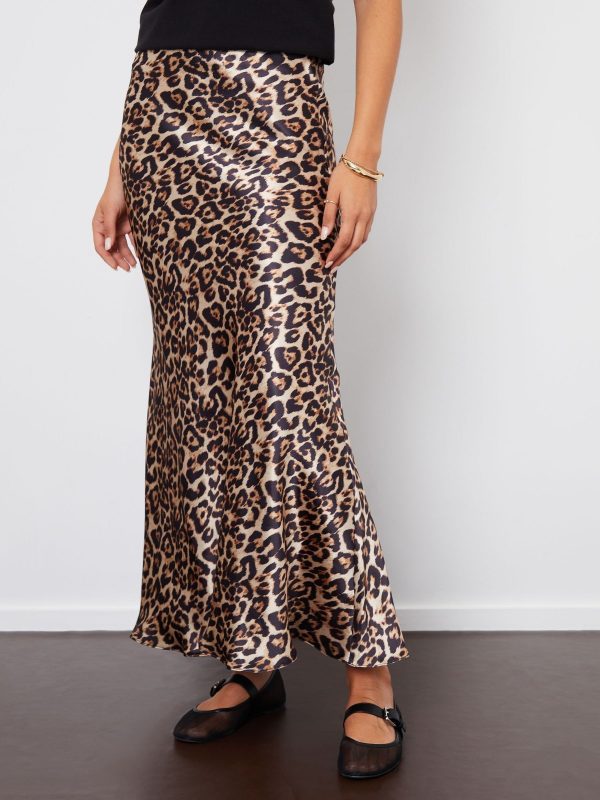 FOSSE3558 Leopard Maxi Satin Slip Skirt - Image 2