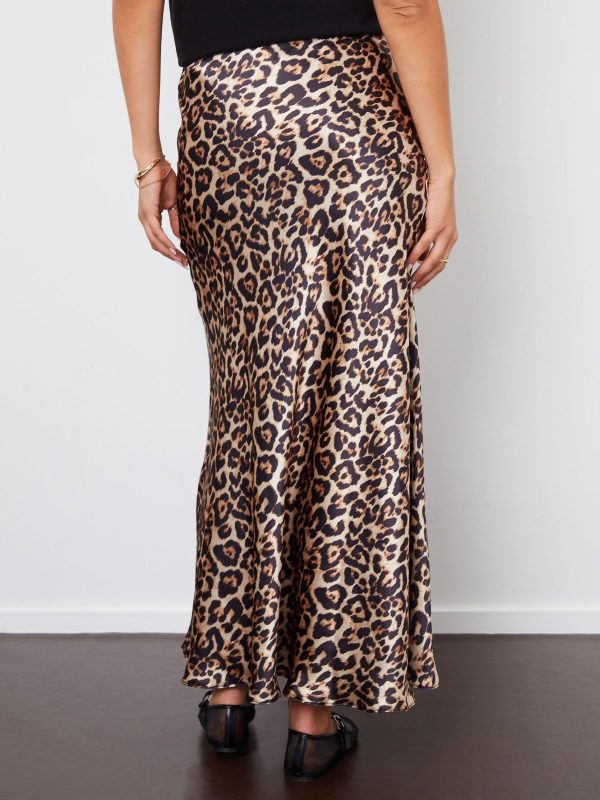 FOSSE3558 Leopard Maxi Satin Slip Skirt - Image 3
