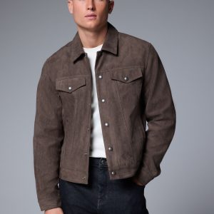 FOSSE3524 Dark Faux Suede Western Jacket