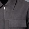 FOSSE3537 Grey Faux Suede Zip Through Shacket - Image 5