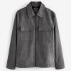 FOSSE3537 Grey Faux Suede Zip Through Shacket - Image 6