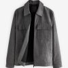FOSSE3537 Grey Faux Suede Zip Through Shacket - Image 7