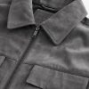 FOSSE3537 Grey Faux Suede Zip Through Shacket - Image 8