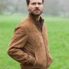 FOSSE3529 Leather Natural Dalston Suede Bomber Jacket