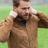 FOSSE3529 Leather Natural Dalston Suede Bomber Jacket - Image 3