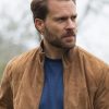 FOSSE3529 Leather Natural Dalston Suede Bomber Jacket - Image 4