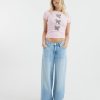 FOSSE3566 Pink Diamante Bow Ribbed T-Shirt - Image 2