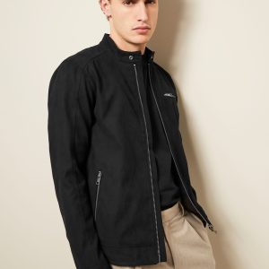 FOSSE3542 Black Faux Suede Racer Jacket