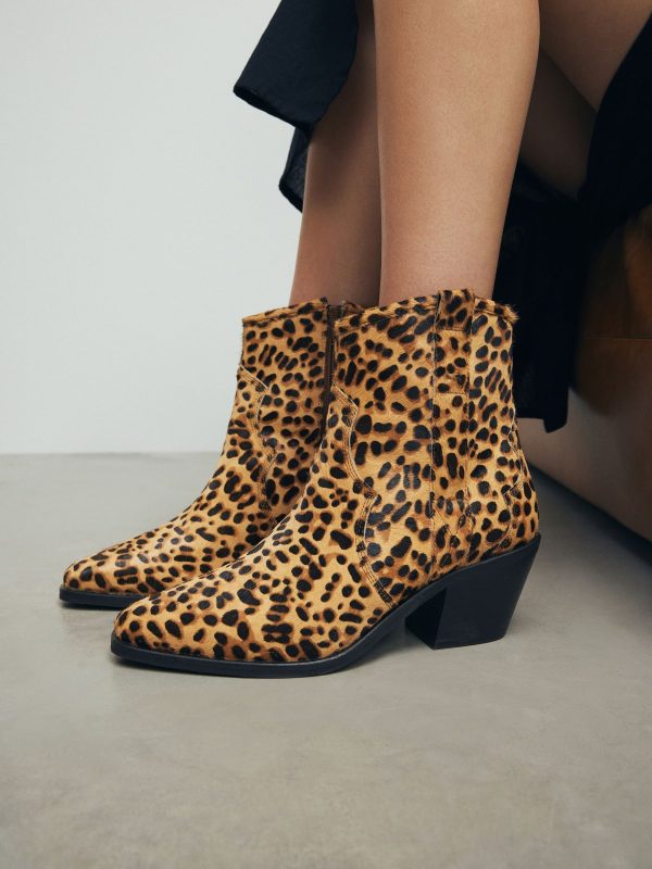 FOSSE3591 Print Standard/Wide Leather Ankle Cowboy Boots