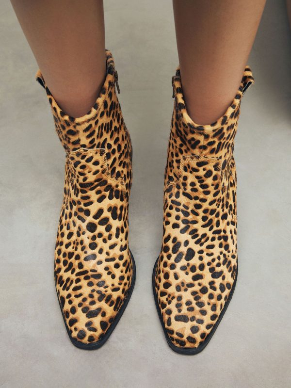 FOSSE3591 Print Standard/Wide Leather Ankle Cowboy Boots - Image 2