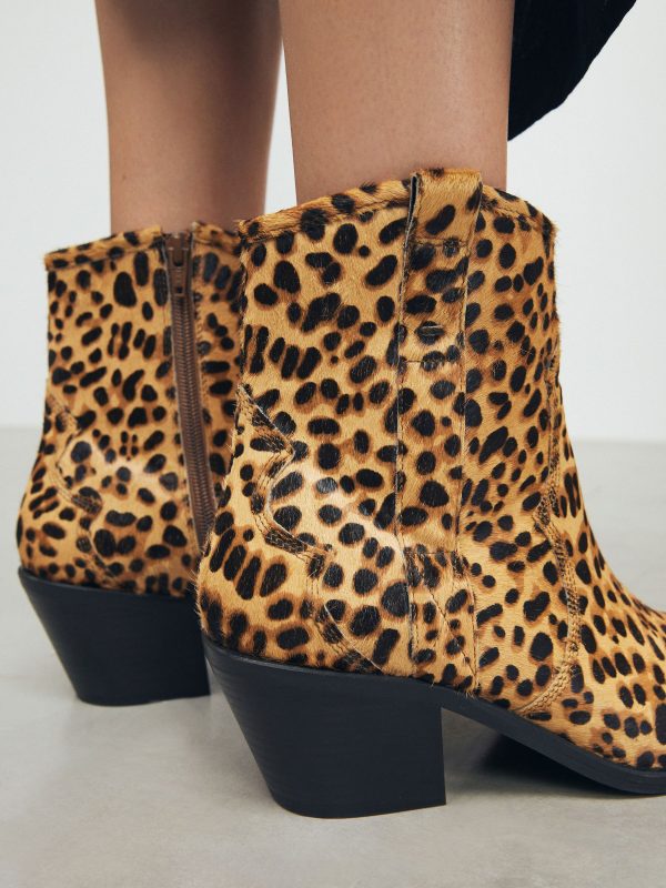 FOSSE3591 Print Standard/Wide Leather Ankle Cowboy Boots - Image 3